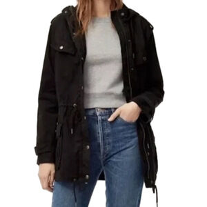 Aritzia Talula Black Hooded Utility Cargo Coat Jacket Small